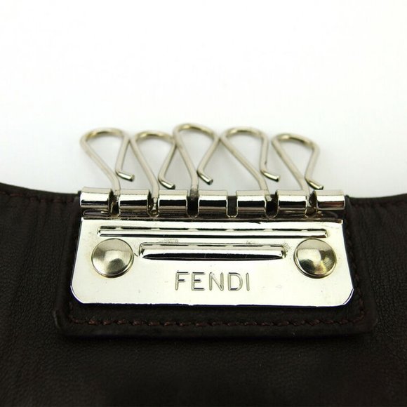 Authentic FENDI key case pecan beige canvas  ~ leather - Picture 7 of 8